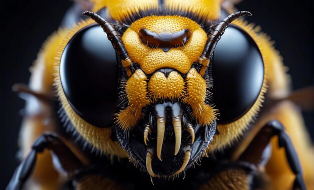 macro opname close-up opname van een bij bij achtergrond behang