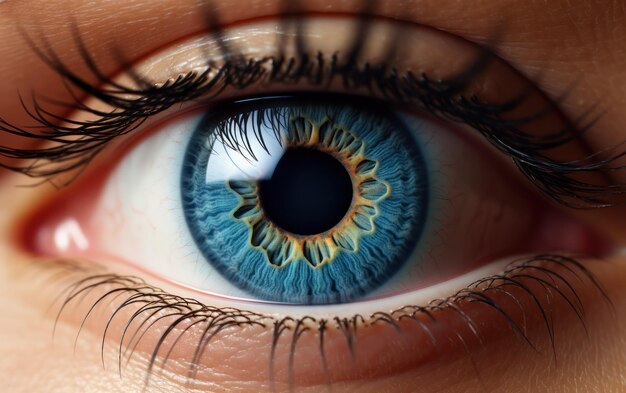 Macro-opname met focus op een menselijk blauw oog