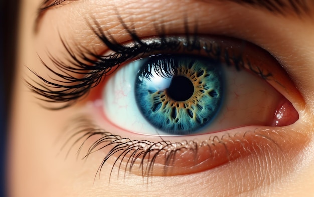 Macro-opname met focus op een menselijk blauw oog