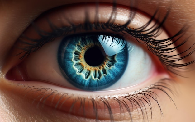Macro-opname met focus op een menselijk blauw oog