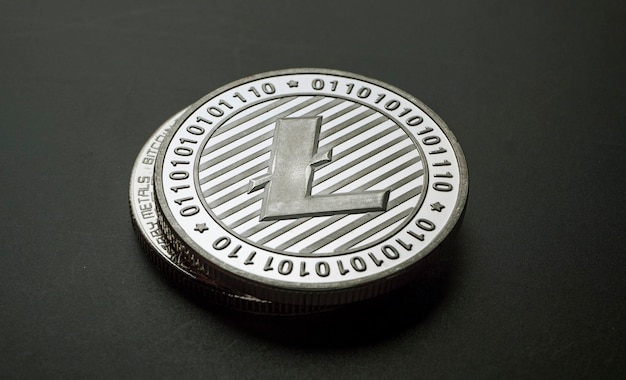 Macro-opname van een Litecoin-munt Crypto-valutamunten