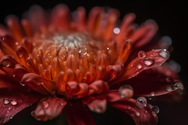 Macro-opname van een rode bloem op een donkere achtergrond Door AI gegenereerde inhoud