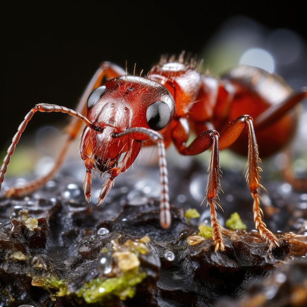 Macro-opname van mier met voedsel