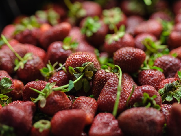 Macro-opname van rode aardbeien