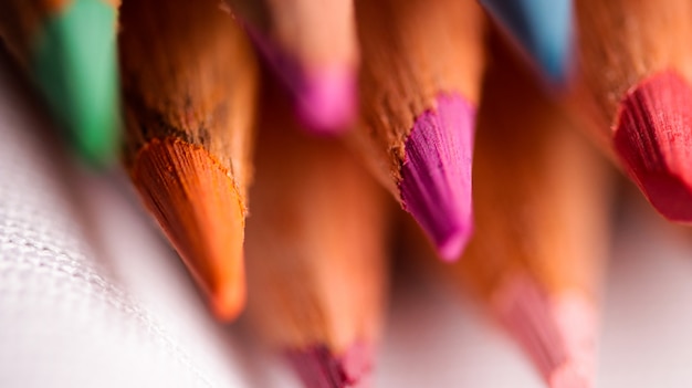 Macro-opname van Tip of Color Pencils