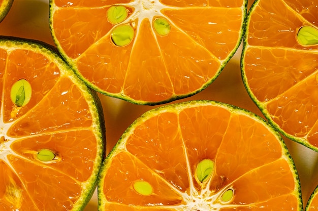 Macro orange,Heap of fresh orange slices background. Healthy nutrition with vitamin c. Close up view