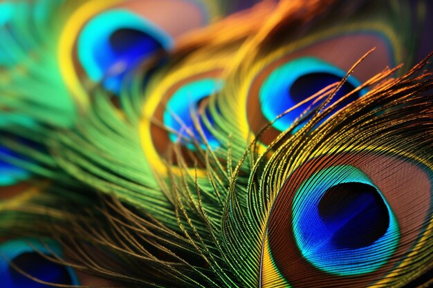 Photo macro peacock featherspeacock feathers closeup