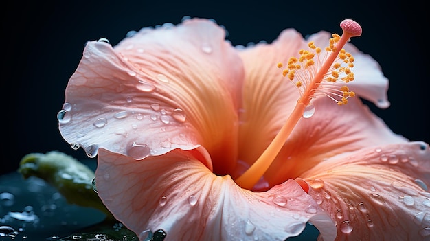 Macro Perzik Hibiscus Bloem Achtergrond