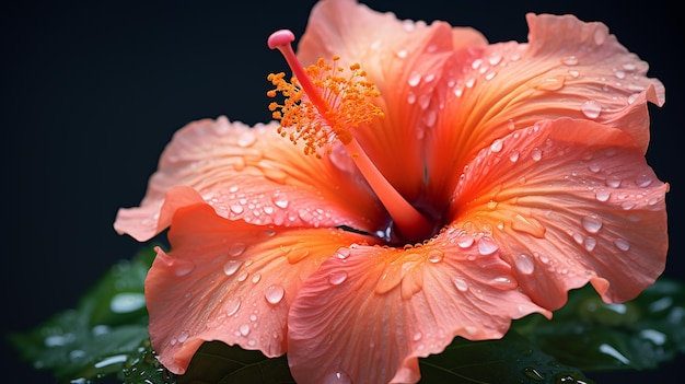 Macro Perzik Hibiscus Bloem Achtergrond