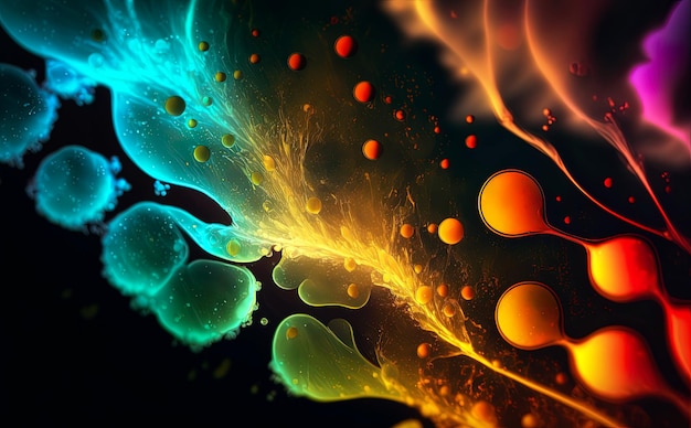 Macro photo of bacteria and virus cells Colorful abstract wallpaper