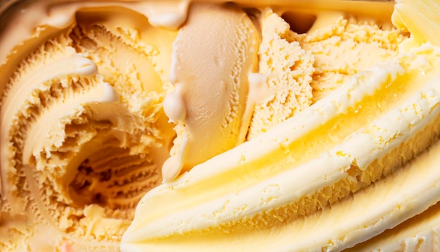 Macro photo of banana ice cream with ice cream texture