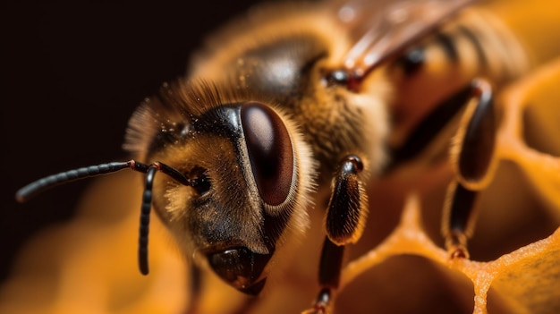 Macro photo of bee Illustration AI GenerativexA