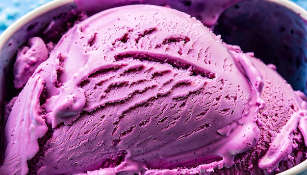 Macro photo of blueberry ice cream with ice cream texture