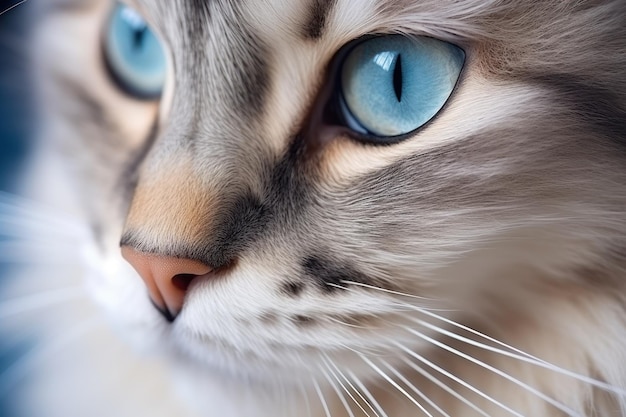 Macro photo of cat with beautiful eyes