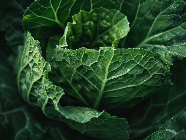 Macro Photo of Collard Greens Leaves