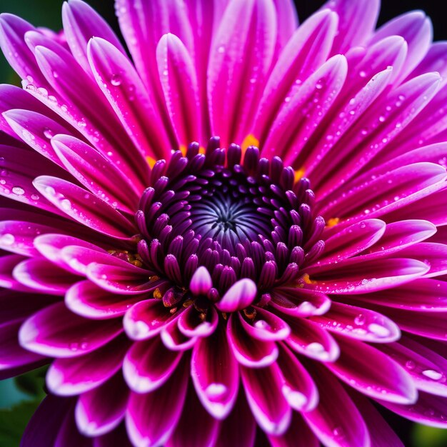 Foto foto macro di un fiore con gocce d'acqua