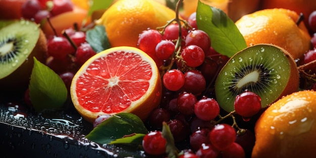 macro photo of fruits