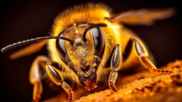 macro photo of honey bee face