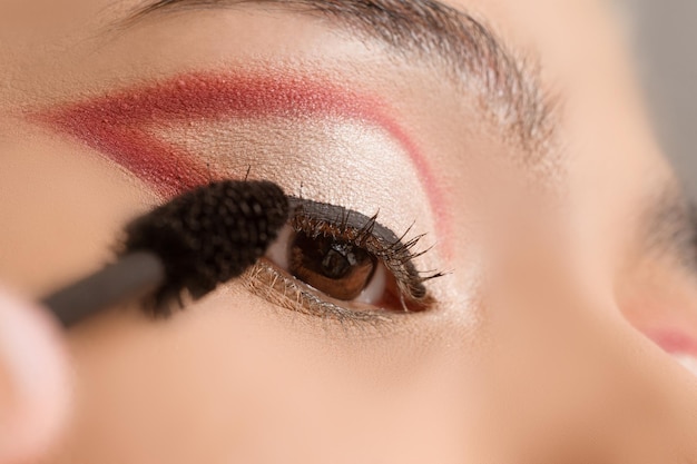 Macro photo of makeup brush eyelashes