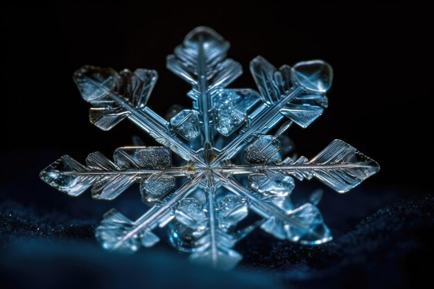 写真 本物の雪の結晶を生成するaiのマクロ写真