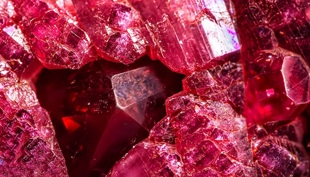 Фото Макрофото рубиновой текстуры с кристаллической структурой