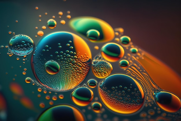 Macro photo of an oil dropFantastic magic illustration AI