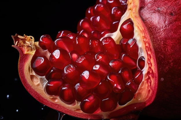 Macro photo of a peeled pomegranate