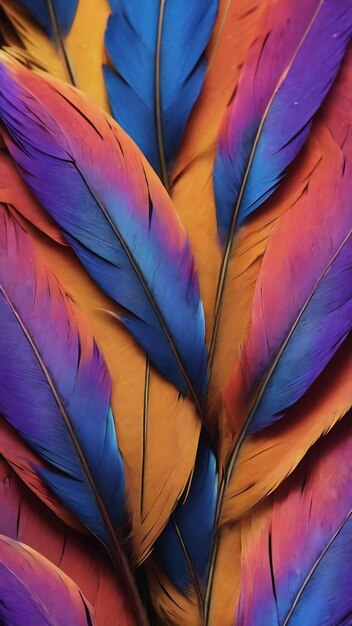 Macro photograph of the blue and purple feathers of a macawpurple feather textured nature fashi