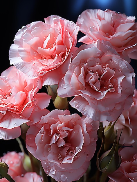 A macro photograph of Pink Lisianthus octane render cinematic volumetric lighting shot on IMAX 7