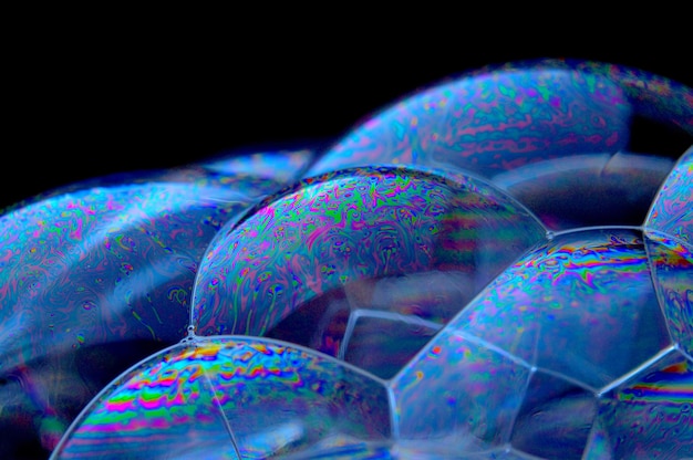 Macro photograph of the surface of a soap bubble.