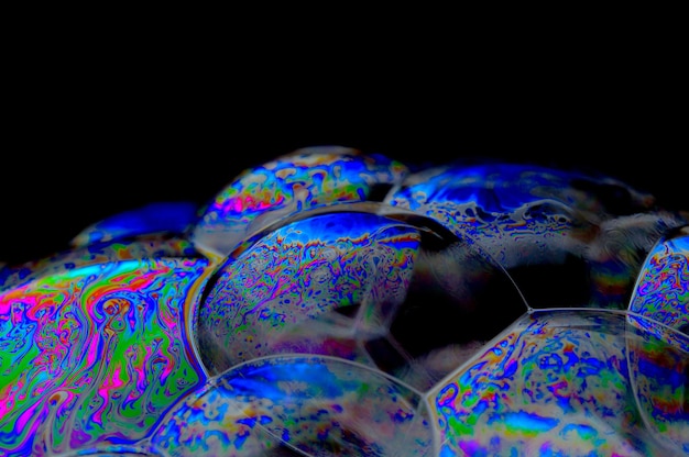 Macro photograph of the surface of a soap bubble.