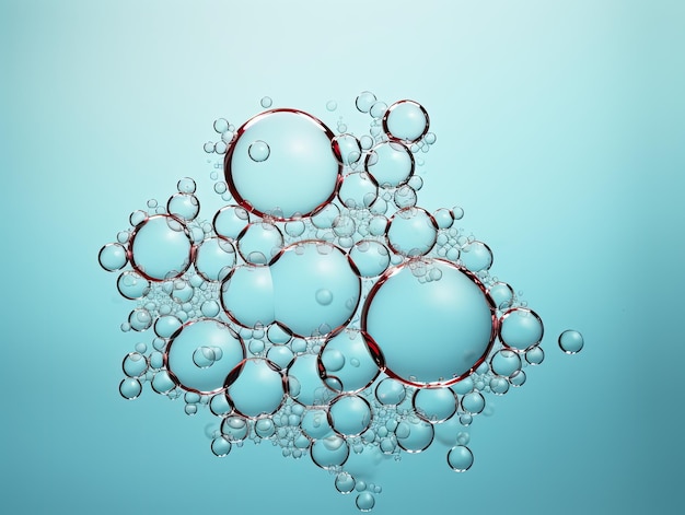 Macro Photograph water Bubbles molecule H2O light background