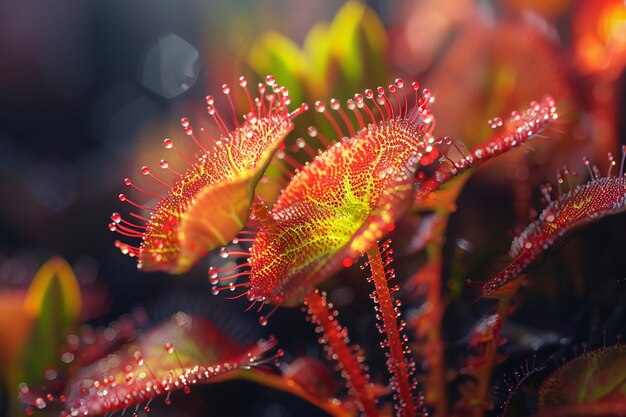 Macro photographs of sundew leaves