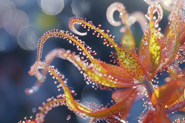 Photo macro photographs of sundew tentacles