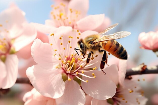 Photo macro photography of apricot pollination