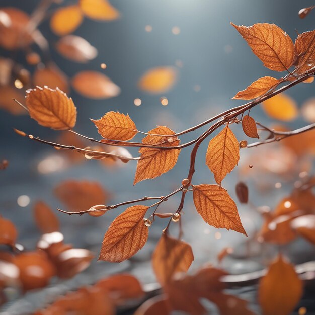 Foto fotografia macro foglie d'autunno nella rugiada 1