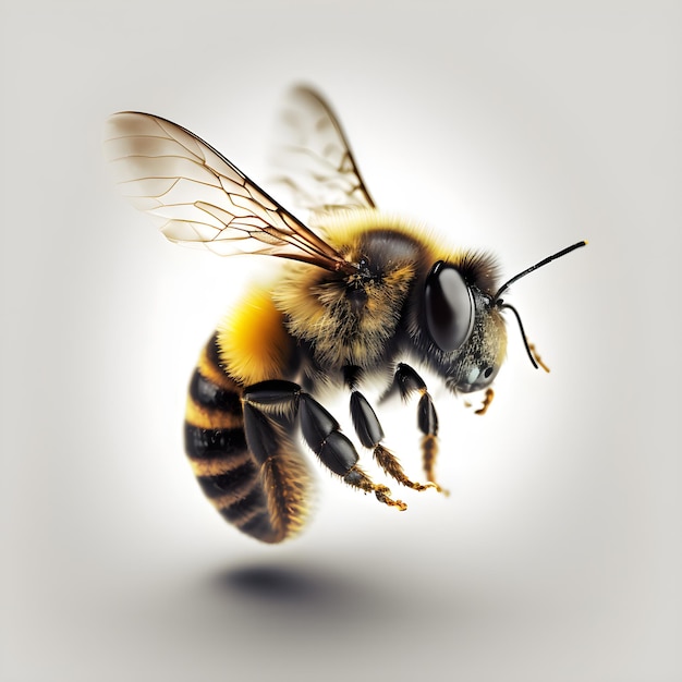 Macro photography of bee in white background