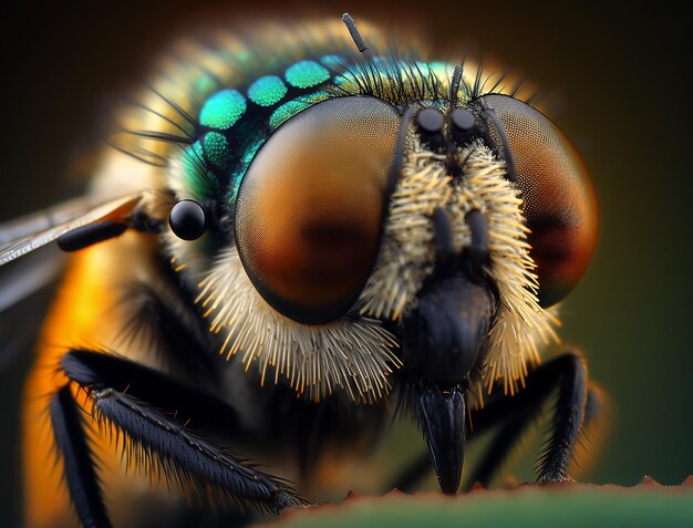 macro photography of a botfly get up close and personal created with generative ai
