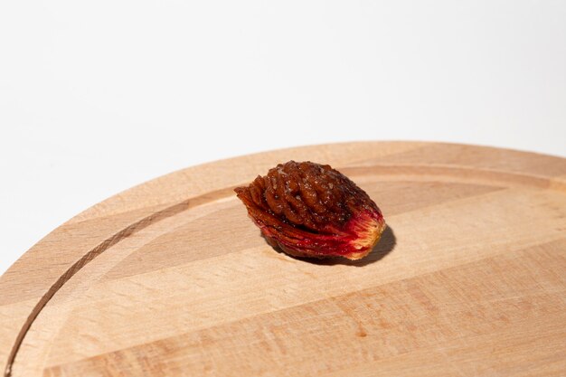 Macro photography of bright peach stones on the board