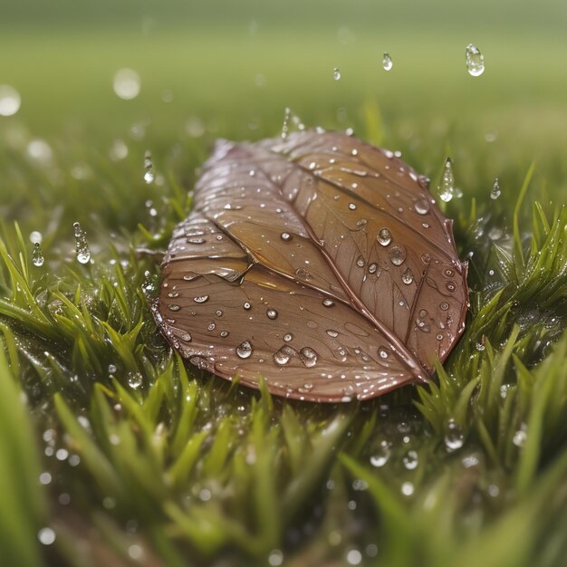 Macro photography of grass and leaf