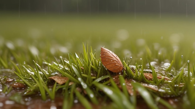 Macro photography of grass and leaf