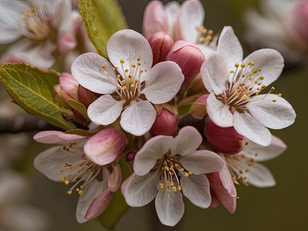 Macro photography highlighting the delicate beauty of apple blossoms