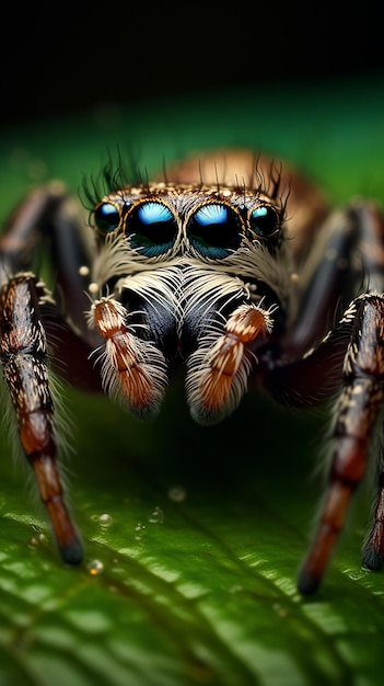 Macro photography of jumping spider generative ai