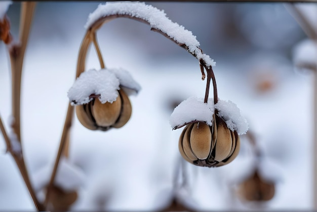 겨울 자연의 매크로 사진