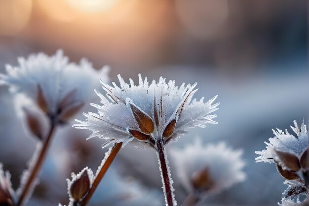 겨울 자연의 매크로 사진