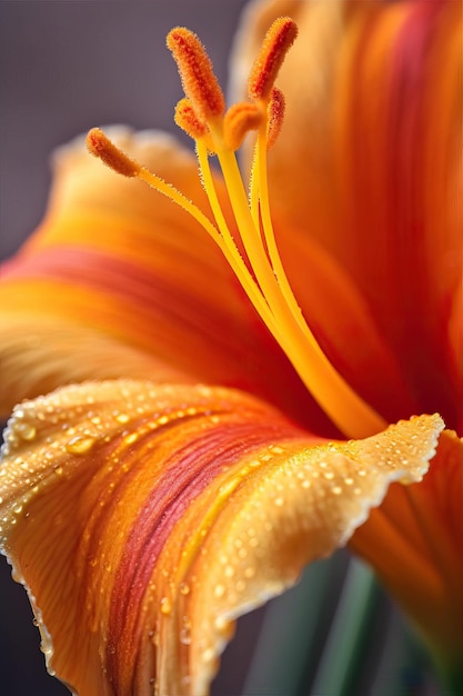 La fotografia macro di un fiore d'arancio