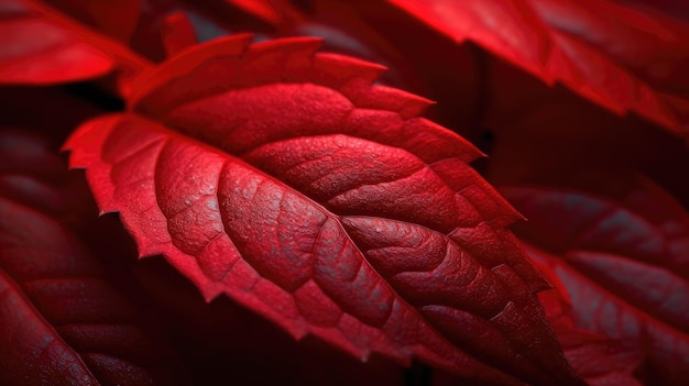 Макрофотография красных листьев Генеративное изображение AI Вебер