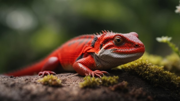 macro photography red lizard