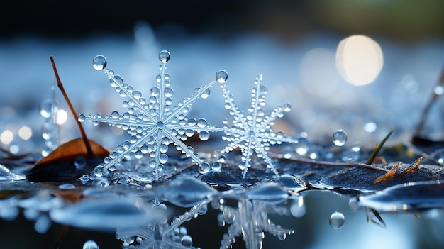 Macro photography of the snow