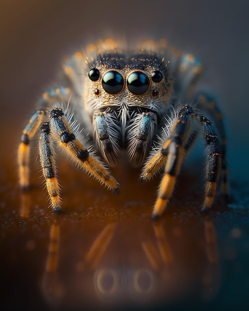 작은 거미의 매크로 사진 자연의 아름다움을 근접 촬영하여 생성 AI로 생성